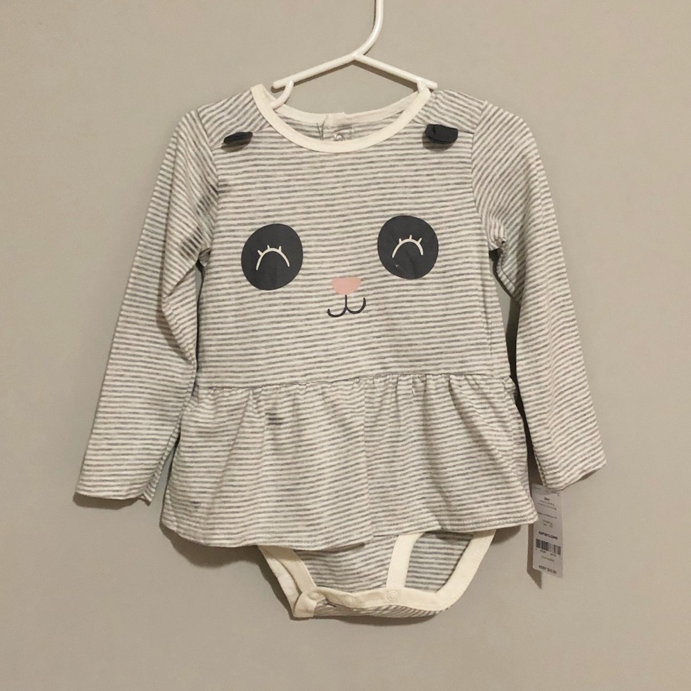 NWT 24 mo striped grey bodysuit